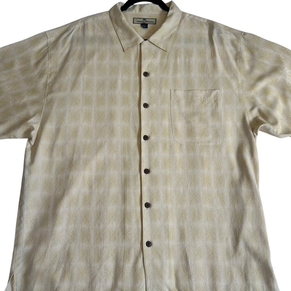 Tommy Bahama Silk Shirt Men's Button Up Short Sleeve Yellow Silk Shirt